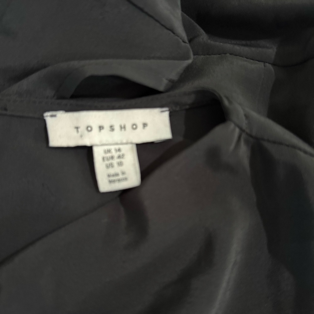 Topshop Black Long Sleeve Mini Dress with Twist Front Size 10 - Picture 10 of 11